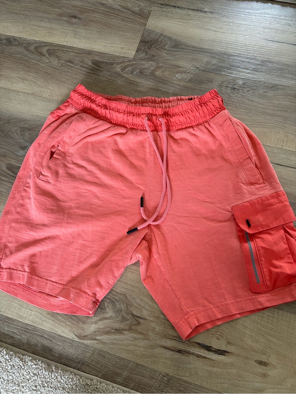 Nike Cargo Utility Shorts Men’s Small Coral Orange Cotton Drawstring